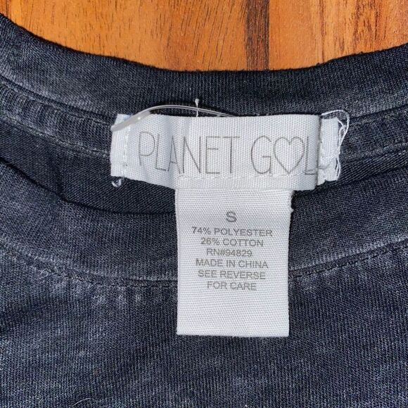 4 for $50 🎃 Planet Gold Distressed Look Black Tunic Tee Womens Size Small - Picture 3 of 7